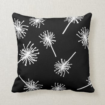Black White Dandelions Floral Modern Throw Pillow by ohwhynotpillows at Zazzle