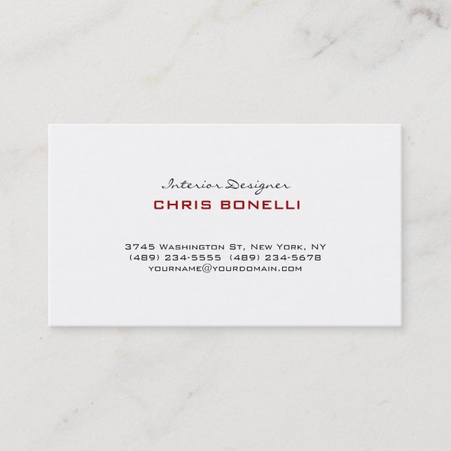 Black White Dark Red Trendy Cool Business Card (Front)