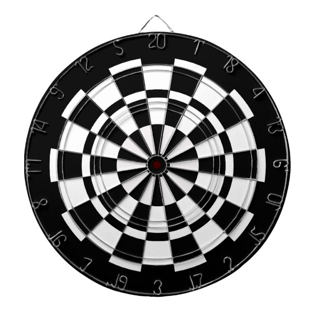 Black & White Dartboard With Darts (Front)