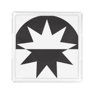 Black White Deco Star Sunburst Acrylic Tray