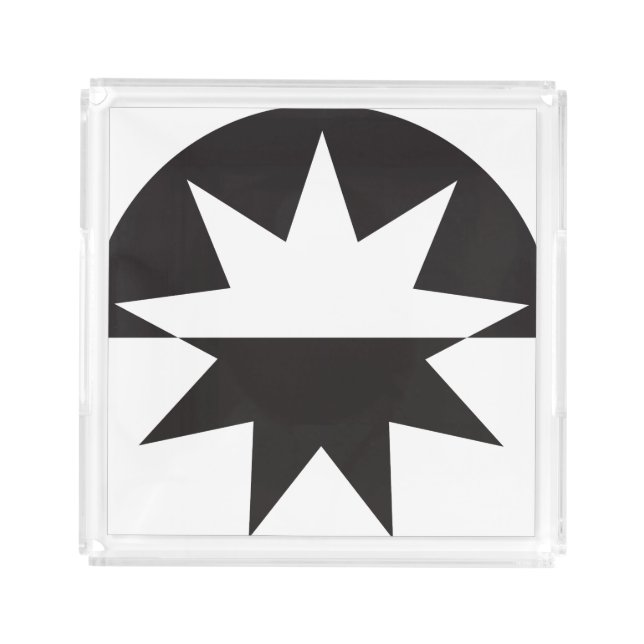 Black White Deco Star Sunburst Acrylic Tray (Front)