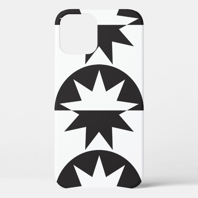Black White Deco Star Sunburst Case-Mate iPhone Case (Back)