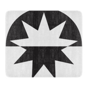 Black White Deco Star Sunburst Cutting Board