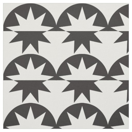 Black White Deco Star Sunburst Fabric