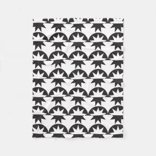 Black White Deco Star Sunburst Fleece Blanket