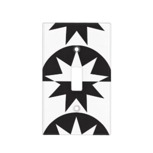 Black White Deco Star Sunburst Light Switch Cover