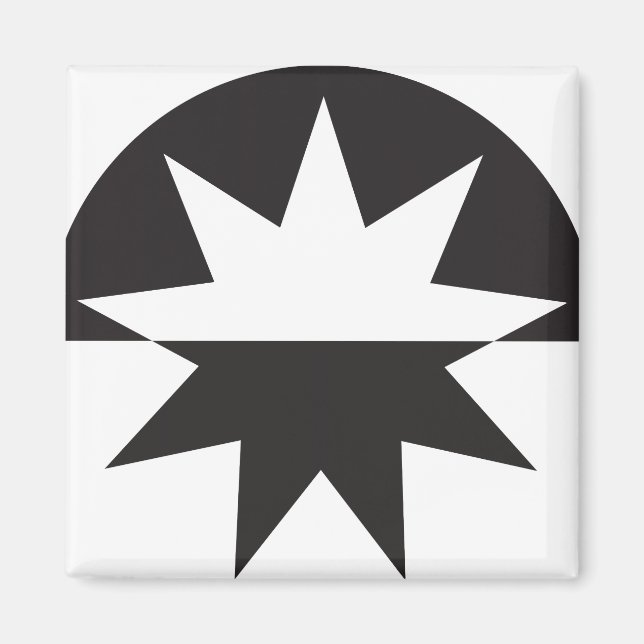 Black White Deco Star Sunburst Magnet (Front)