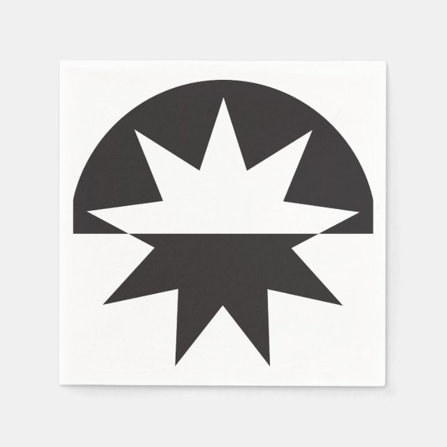 Black White Deco Star Sunburst Napkins (Front)