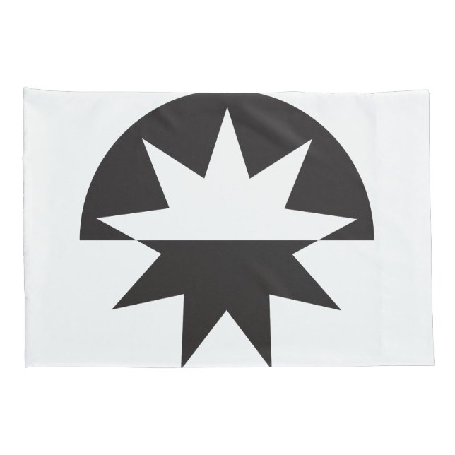 Black White Deco Star Sunburst Pillow Case (Back-Right)
