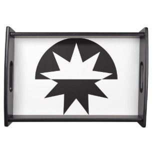 Black White Deco Star Sunburst Serving Tray