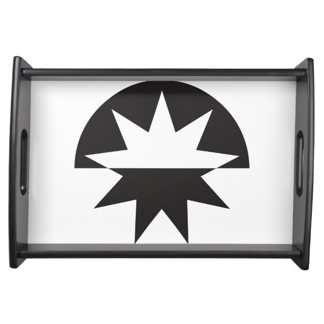 Black White Deco Star Sunburst Serving Tray (Front)