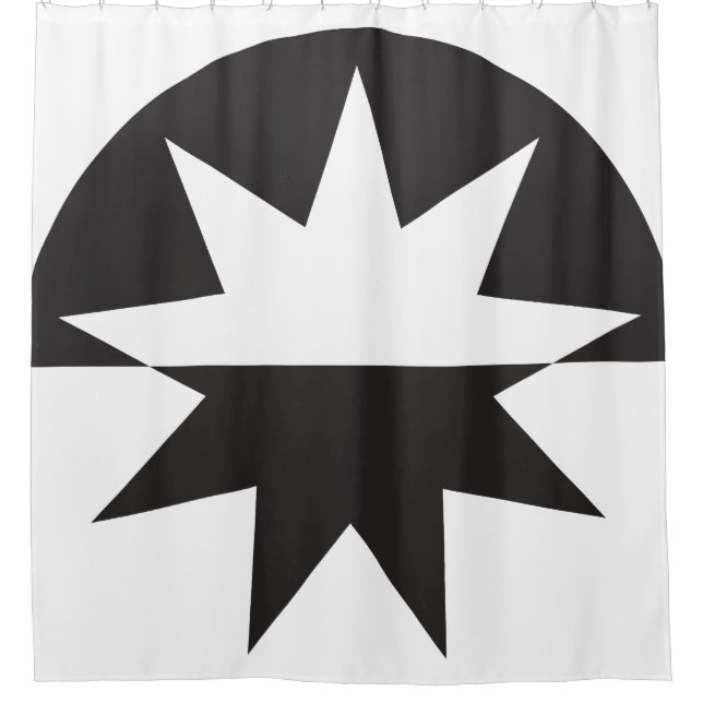 Black White Deco Star Sunburst Shower Curtain (Front)
