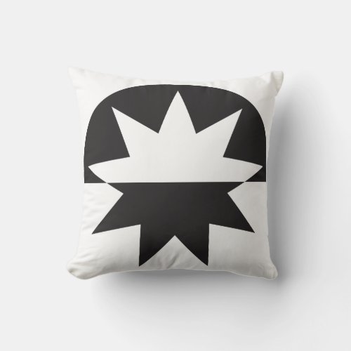 Black White Deco Star Sunburst Throw Pillow