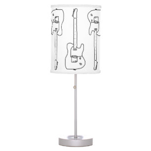 black&white decor rock guitars table lamp
