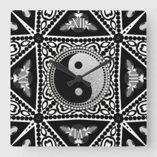 Black+White Decor YinYang Balance Your Time Square Wall Clock
