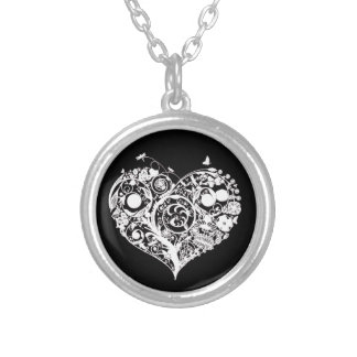Black & White Decorative Heart Necklace