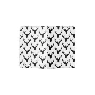Black & White Deer Antlers Deer Silhouette Pattern Passport Holder