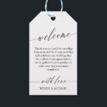 Black White Delicate Minimal Wedding Welcome Gift Tags<br><div class="desc">Wedding favor tags in black and white with a delicate calligraphy script.</div>