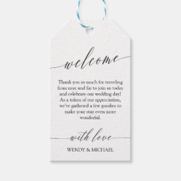 Black White Delicate Minimal Wedding Welcome Gift Tags