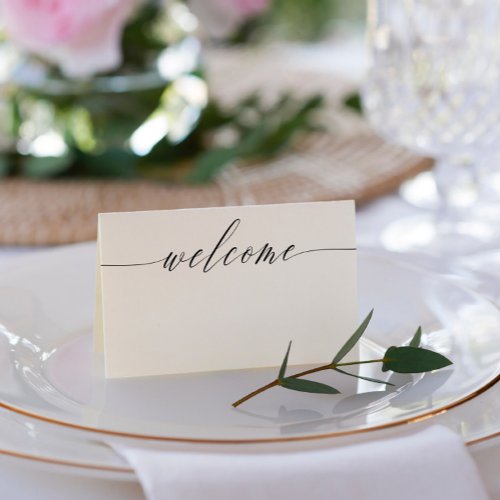 Black White Delicate Welcome Names  Wedding Date Place Card