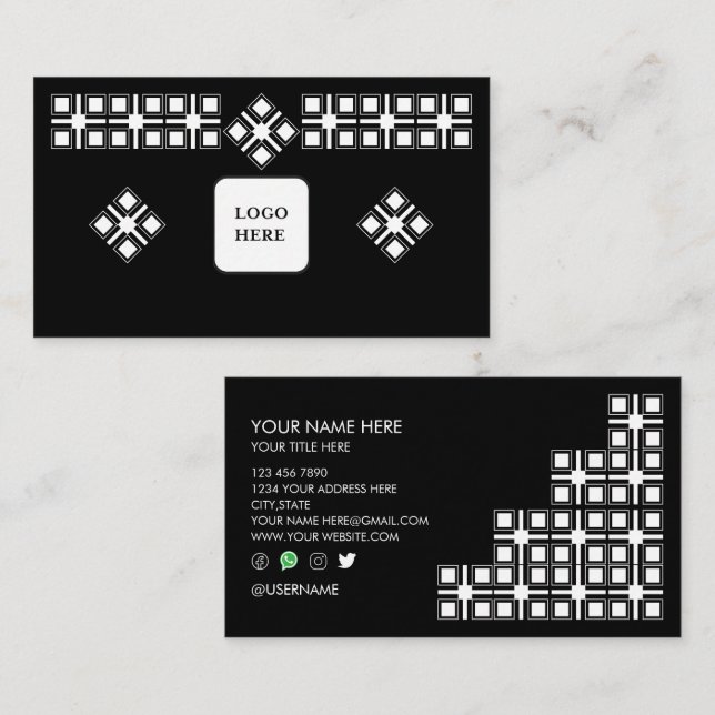 Black White Designed Professional Business Card (Front/Back)