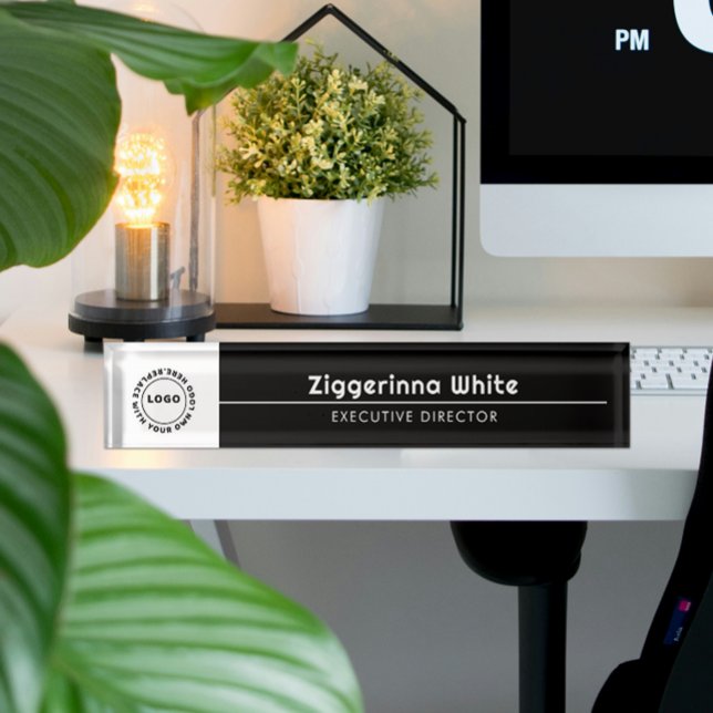 Black, White Desk Name Plate (Creator Uploaded)