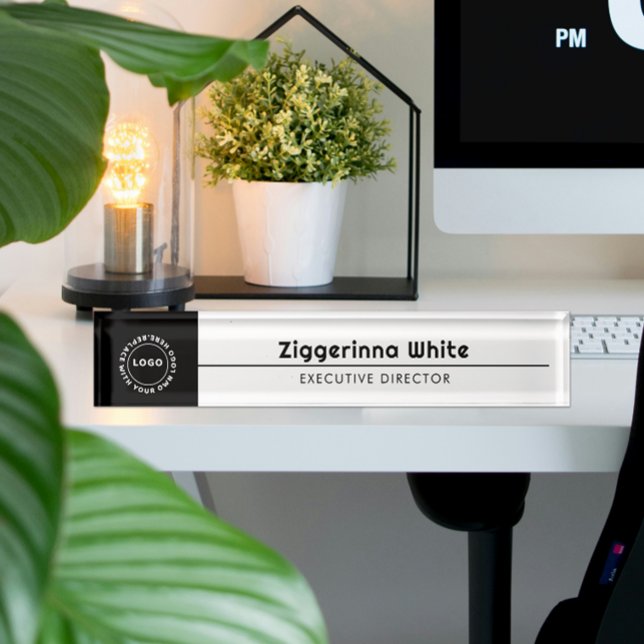 Black, White Desk Name Plate (Creator Uploaded)