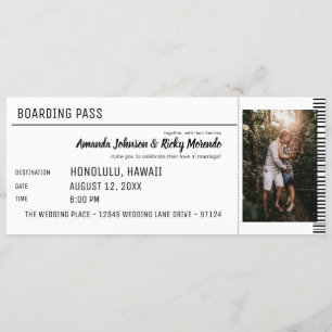 Black & White Destination Wedding with Photo Invitation