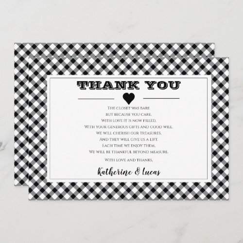 Black  White Diagonal Buffalo Checks Thank You