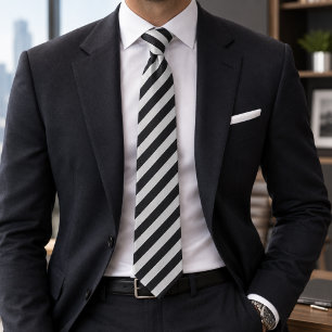 Black & White Diagonal Classic Modern Neck Tie