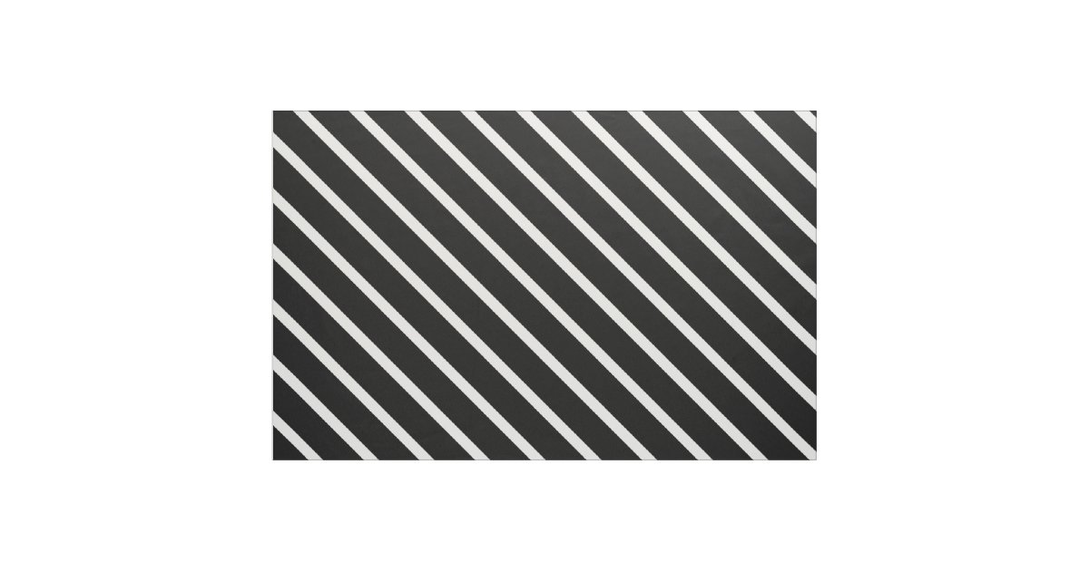 Black & White Diagonal Stripes Fabric