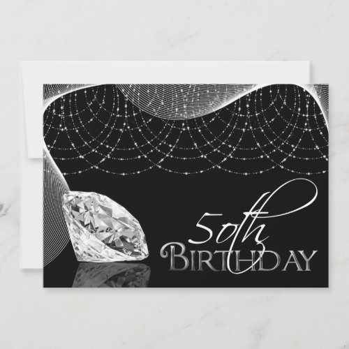 Black &amp; White Diamond 50th Birthday Invitations