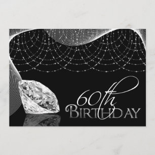 Black & White Diamond 60th Birthday Invitations