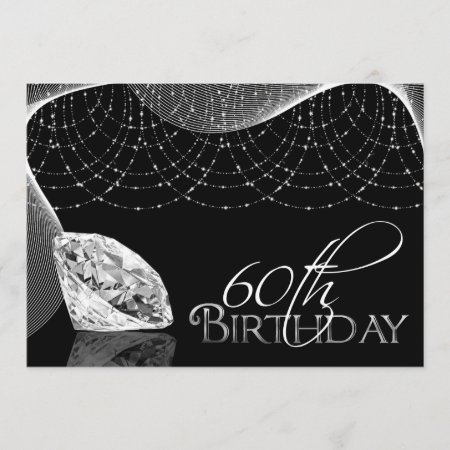 Black & White Diamond 60th Birthday Invitations