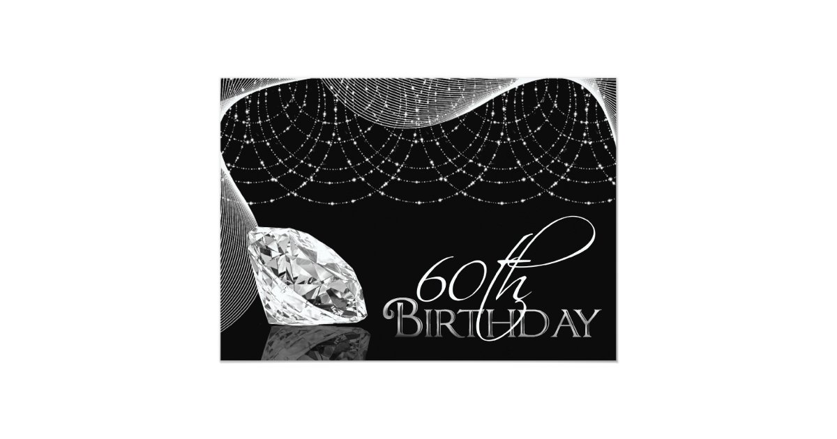 Black & White Diamond 60th Birthday Invitations | Zazzle.com