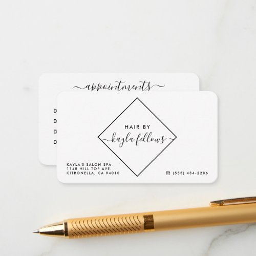 Black  White Diamond Appointment Cards