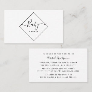 Black & White Diamond Baby Shower Ticket Invite