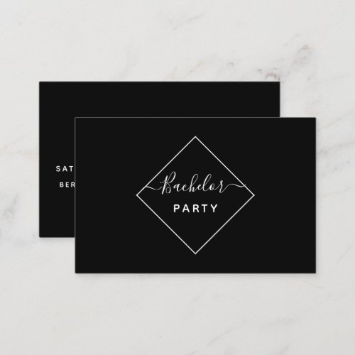 Black  White Diamond Bachelor Party Ticket Invite