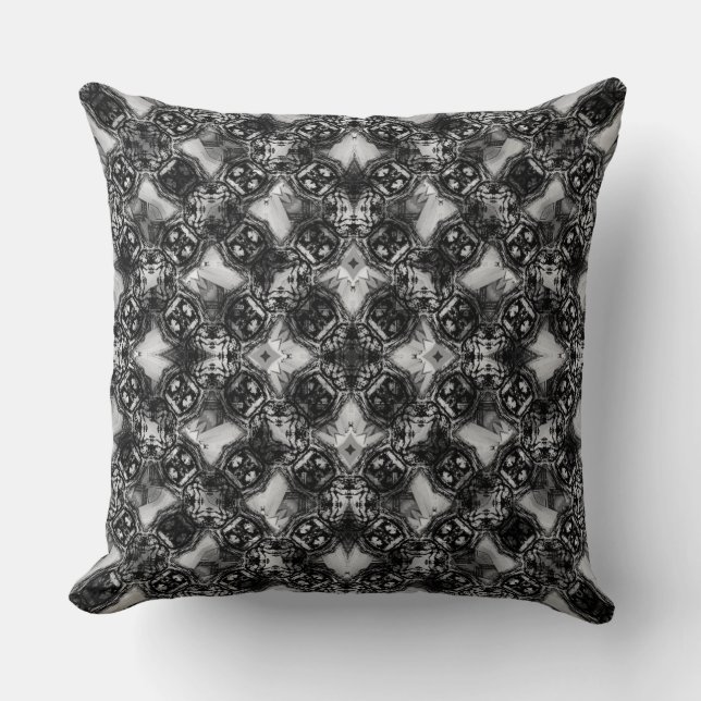 Black & White Diamond Chains Pattern Throw Pillow (Front)