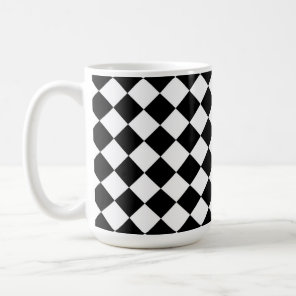 Black White Diamond Check pattern Coffee Mug