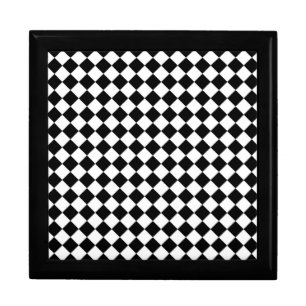 Black White Diamond Check pattern Jewelry Box