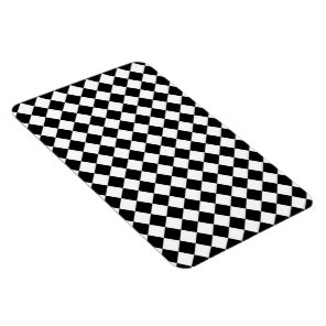 Black White Diamond Check pattern Magnet