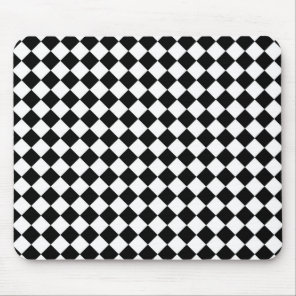 Black White Diamond Check pattern Mouse Pad