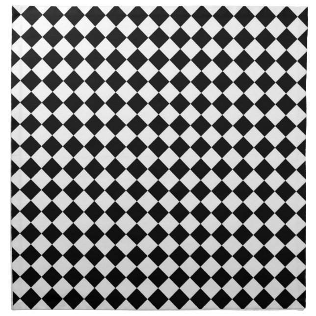 Black White Diamond Check pattern Napkin (Front)