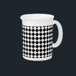 Black White Diamond Check pattern Pitcher<br><div class="desc">Large Diamond Checkerboard pattern
 Black White Diamond Checkerboard pattern checkerboard
 black checkers
 diamond checkered patterns</div>