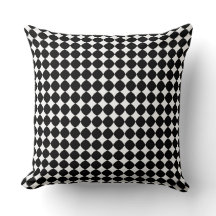 Black & White Diamond Checker Pattern Throw Pillow