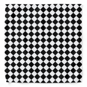 Black White Diamond Checkerboard Bandana
