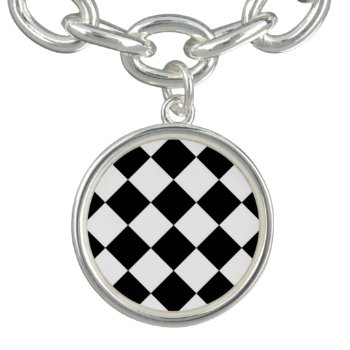Black White Diamond Checkerboard Bracelet by sumwoman at Zazzle