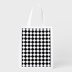 Black White Diamond Checkerboard Grocery Bag