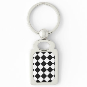 Black White Diamond Checkerboard Keychain
